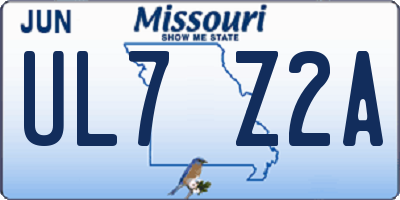 MO license plate UL7Z2A