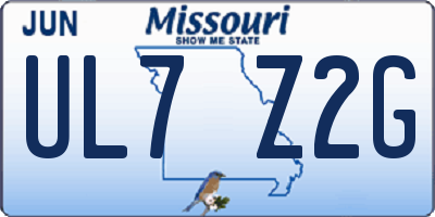 MO license plate UL7Z2G