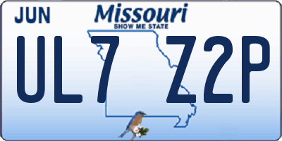 MO license plate UL7Z2P
