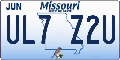 MO license plate UL7Z2U