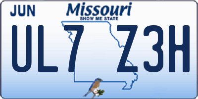 MO license plate UL7Z3H