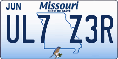 MO license plate UL7Z3R