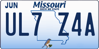 MO license plate UL7Z4A
