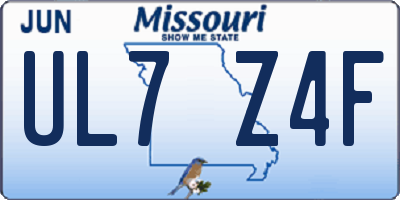 MO license plate UL7Z4F