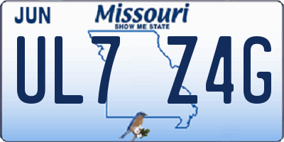 MO license plate UL7Z4G