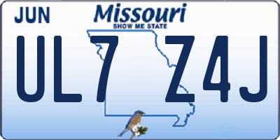 MO license plate UL7Z4J