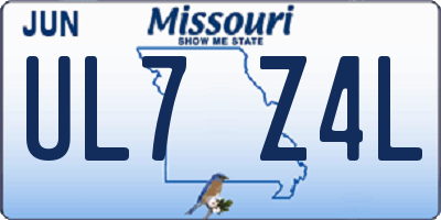 MO license plate UL7Z4L