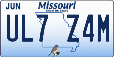 MO license plate UL7Z4M