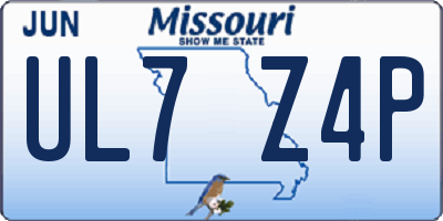 MO license plate UL7Z4P