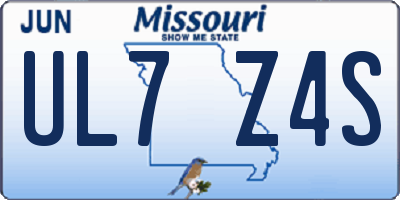 MO license plate UL7Z4S