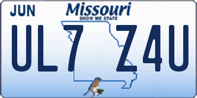 MO license plate UL7Z4U