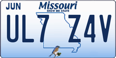 MO license plate UL7Z4V