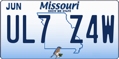 MO license plate UL7Z4W