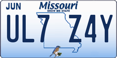 MO license plate UL7Z4Y