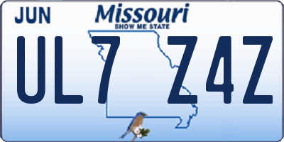 MO license plate UL7Z4Z
