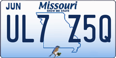 MO license plate UL7Z5Q