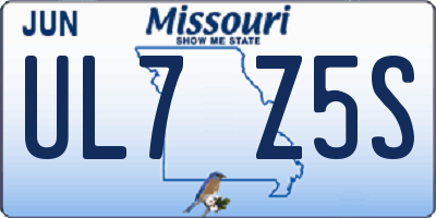 MO license plate UL7Z5S