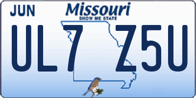 MO license plate UL7Z5U