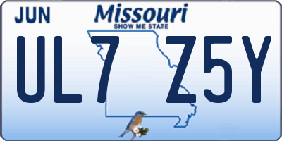 MO license plate UL7Z5Y