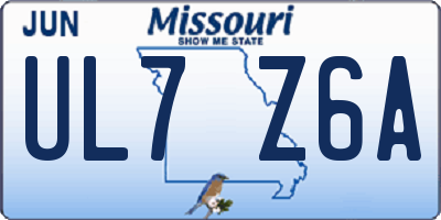 MO license plate UL7Z6A