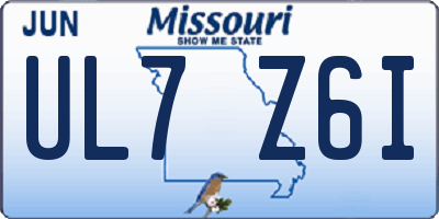 MO license plate UL7Z6I