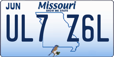 MO license plate UL7Z6L