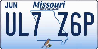 MO license plate UL7Z6P