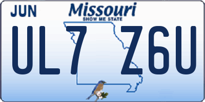 MO license plate UL7Z6U