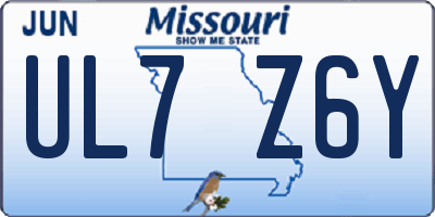 MO license plate UL7Z6Y