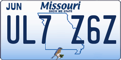 MO license plate UL7Z6Z
