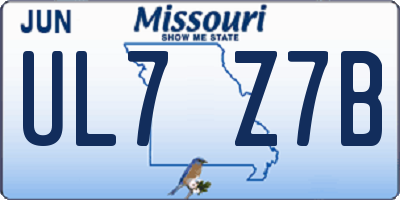 MO license plate UL7Z7B