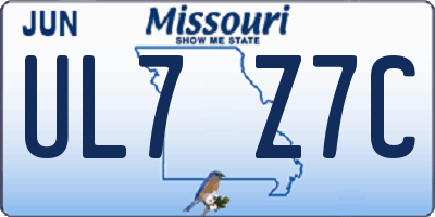 MO license plate UL7Z7C