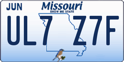 MO license plate UL7Z7F