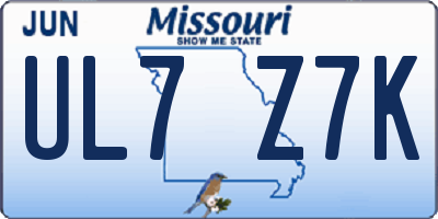 MO license plate UL7Z7K