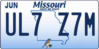 MO license plate UL7Z7M