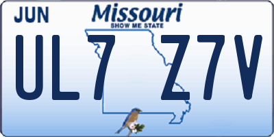 MO license plate UL7Z7V
