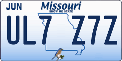 MO license plate UL7Z7Z