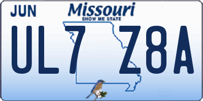 MO license plate UL7Z8A