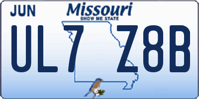 MO license plate UL7Z8B