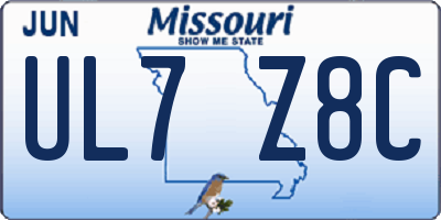 MO license plate UL7Z8C