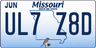 MO license plate UL7Z8D