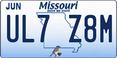 MO license plate UL7Z8M