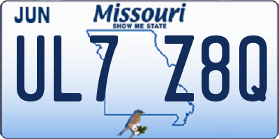 MO license plate UL7Z8Q