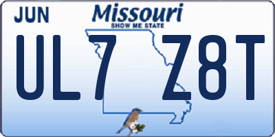MO license plate UL7Z8T