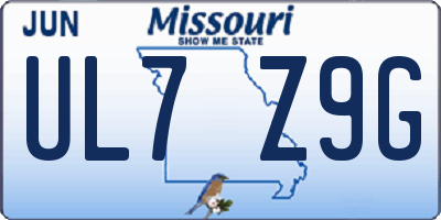 MO license plate UL7Z9G