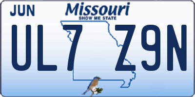MO license plate UL7Z9N