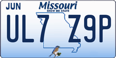 MO license plate UL7Z9P