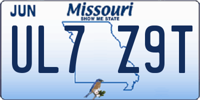 MO license plate UL7Z9T