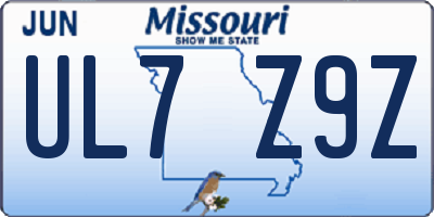 MO license plate UL7Z9Z