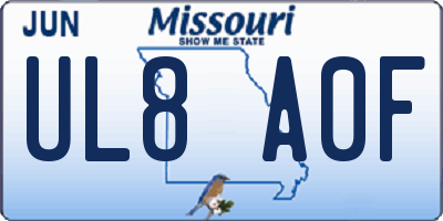 MO license plate UL8A0F